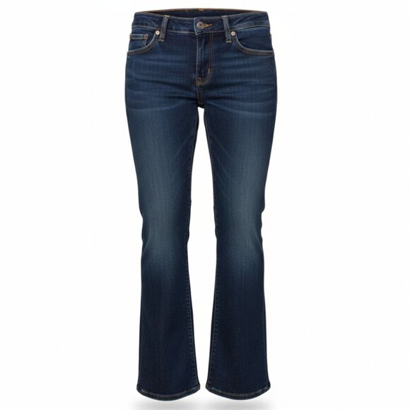 True Religion Johnny Dark Wash Orange & Gold Accent Straight Size 26/30 - Picture 2 of 9